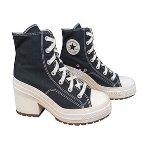 Converse Chuck 70 De Luxe Heel Platform Black Egret Sneaker Boot Womens 8
